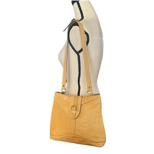 Genuine Leather made in Uruguay Mustard Shoulder Handbag.